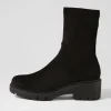 Women DJANGO & JULIETTE Urina Black Stretch Microsuede Ankle Boots