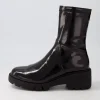 Women DJANGO & JULIETTE Urina Black Stretch Patent Pu Ankle Boots
