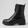 Women DJANGO & JULIETTE Uruba Black Leather Ankle Boots