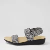 Women ZIERA Usaid W Black Beige Woven Elastic Sandals