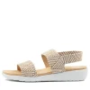 Women ZIERA Usaid W Natural White Woven Elastic Sandals
