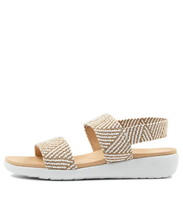 Women ZIERA Usaid W Natural White Woven Elastic Sandals