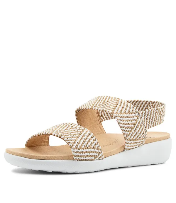 Women ZIERA Usaid W Natural White Woven Elastic Sandals