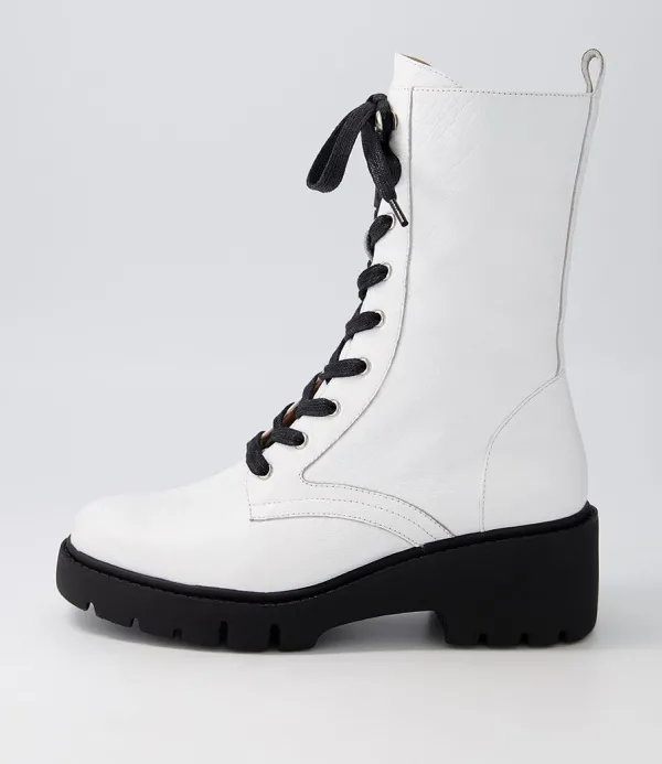 Women DJANGO & JULIETTE Ustern White Black Leather Calf Boots