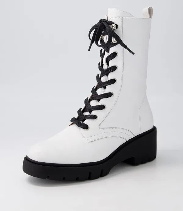 Women DJANGO & JULIETTE Ustern White Black Leather Calf Boots