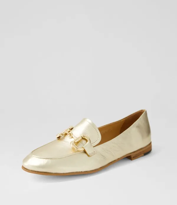 Women DJANGO & JULIETTE Uta Pale Gold Leather Loafers