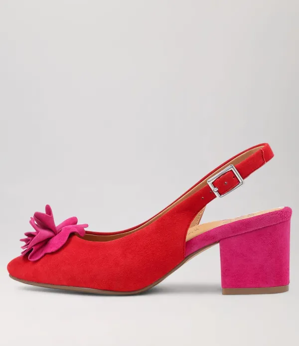 Women ZIERA Vaccero Xw Red Fuchsia Suede Heels
