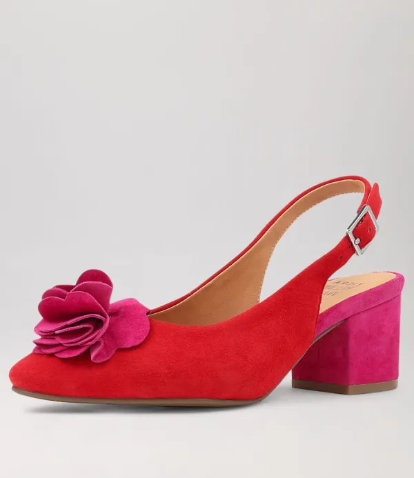 Women ZIERA Vaccero Xw Red Fuchsia Suede Heels