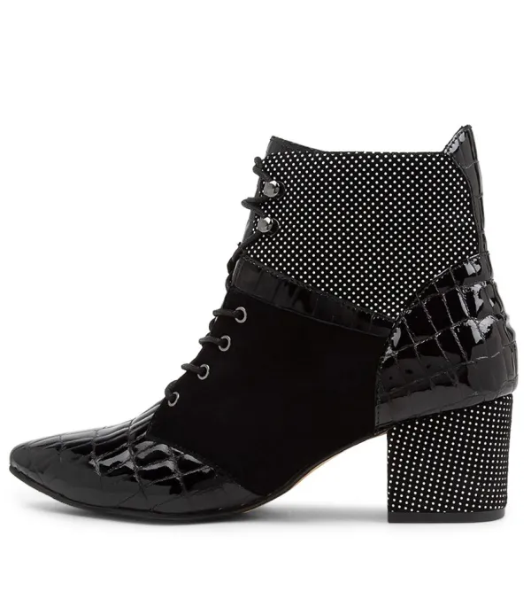 Women ZIERA Vana Xw Black And White Multi Ankle Boots