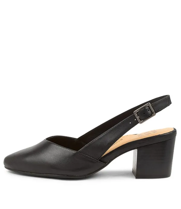 Women ZIERA Veera Xw Black Leather Heels