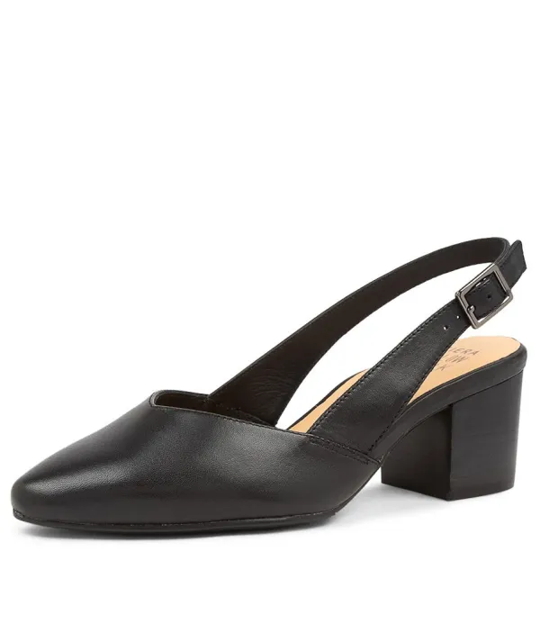 Women ZIERA Veera Xw Black Leather Heels