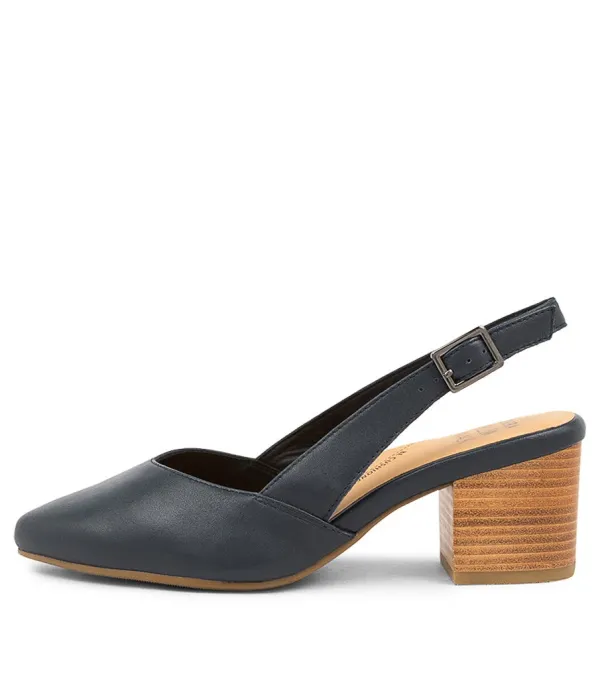 Women ZIERA Veera Xw Navy Leather Heels