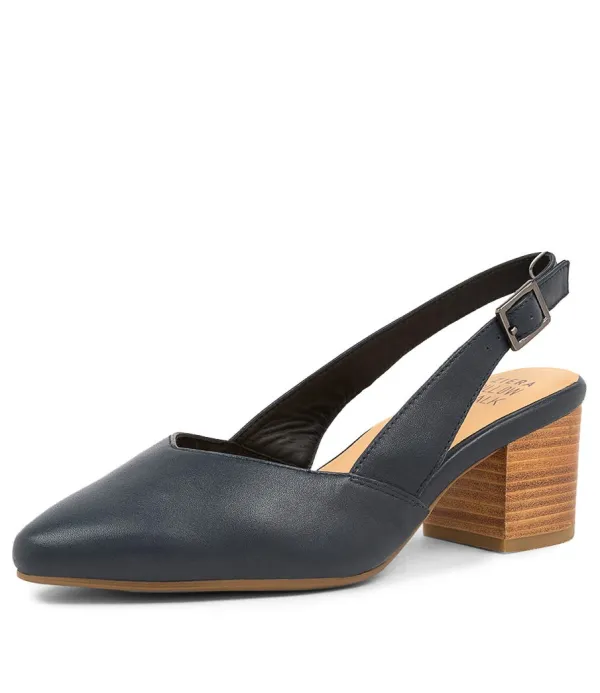 Women ZIERA Veera Xw Navy Leather Heels