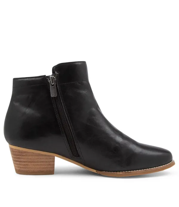 Women ZIERA Vendas Xf Black Leather Ankle Boots Nh