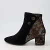Women ZIERA Veyda Xw Black Bronze Paisely Ankle Boots