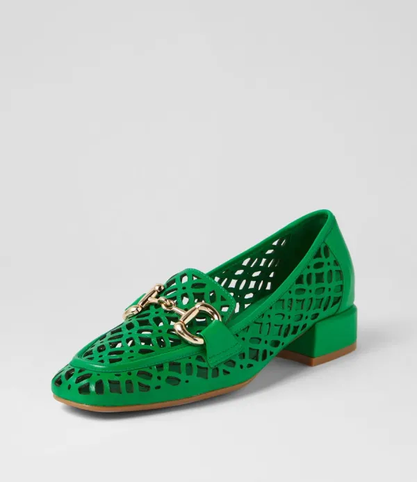 Women DJANGO & JULIETTE Vilis Bright Emerald Leather Heels