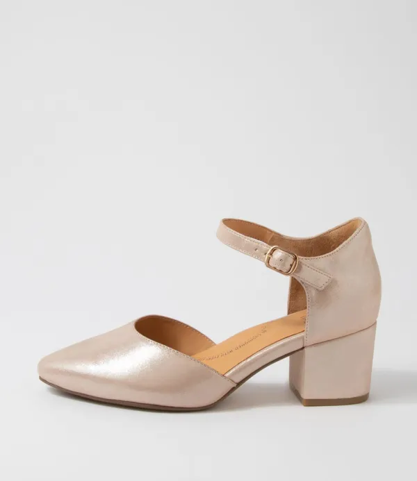 Women ZIERA Vitor Xw Rose Shimmer Leather Heels