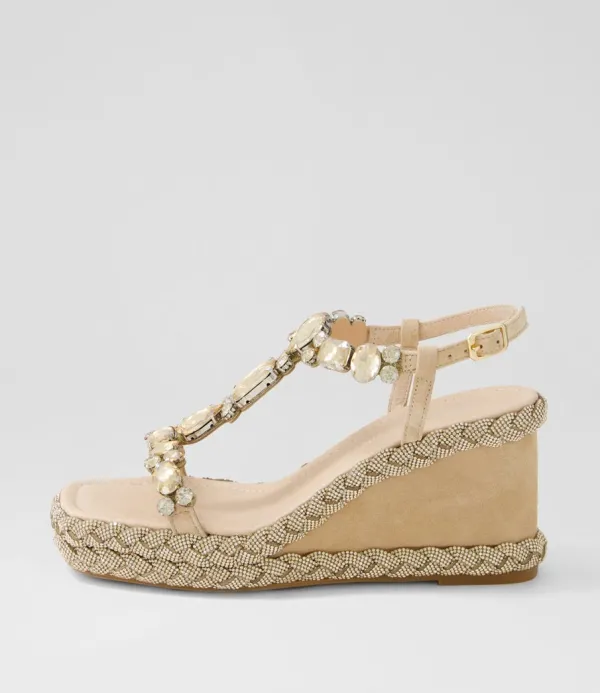 Women DJANGO & JULIETTE Vontey Latte Suede Jewels Sandals