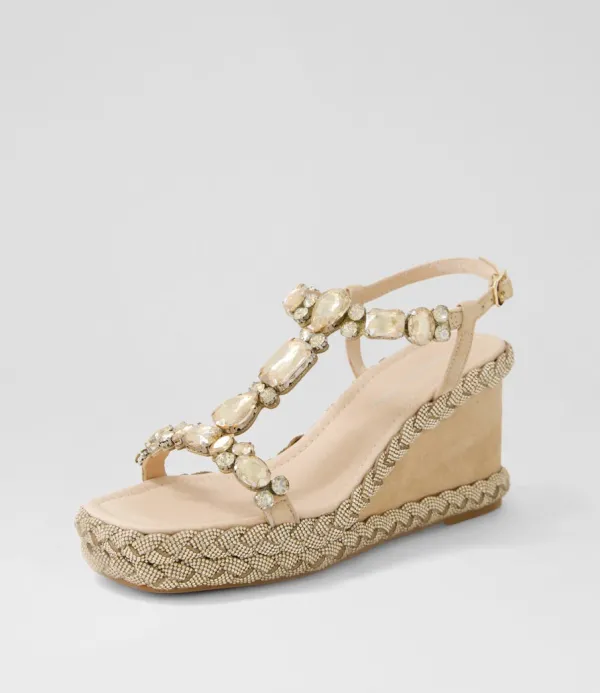 Women DJANGO & JULIETTE Vontey Latte Suede Jewels Sandals