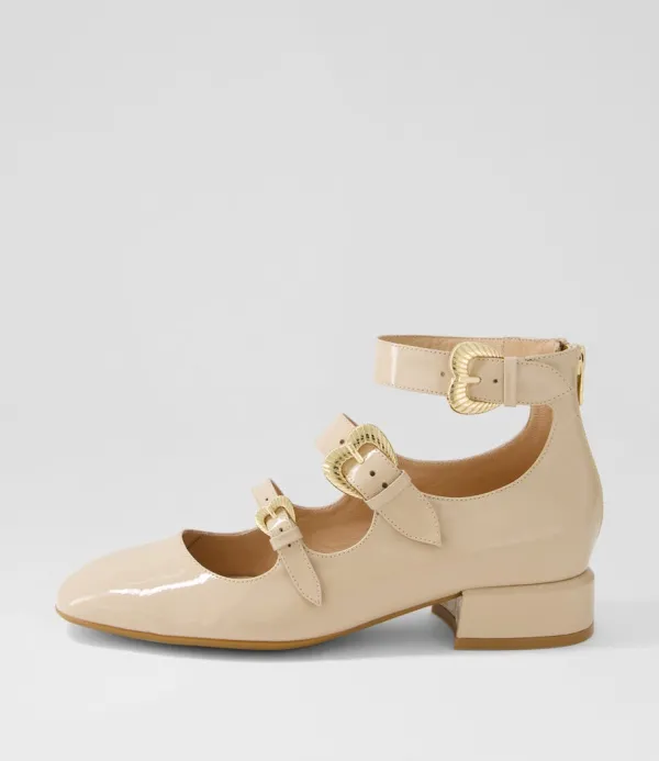 Women DJANGO & JULIETTE Voslo Latte Patent Leather Heels