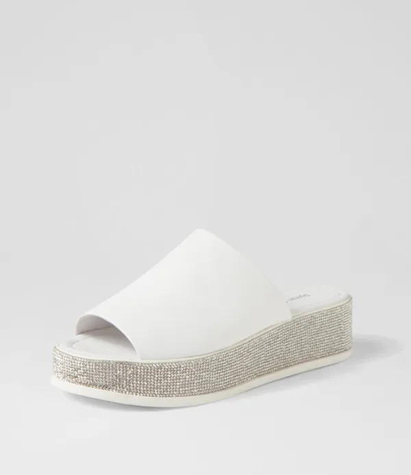 Women DJANGO & JULIETTE Waidest White Leather Slides