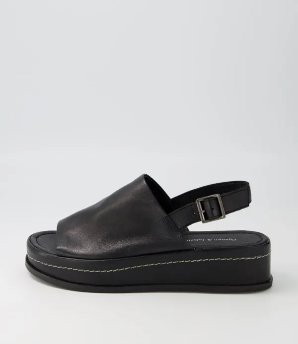 Women DJANGO & JULIETTE Walsat Black Leather Sandals