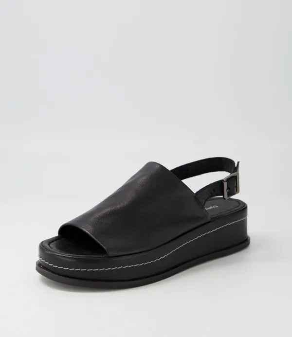 Women DJANGO & JULIETTE Walsat Black Leather Sandals