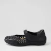 Women ZIERA Wardela Xf Black Leather Flat Shoes
