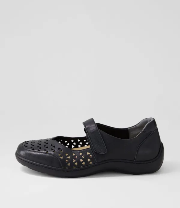 Women ZIERA Wardela Xf Black Leather Flat Shoes