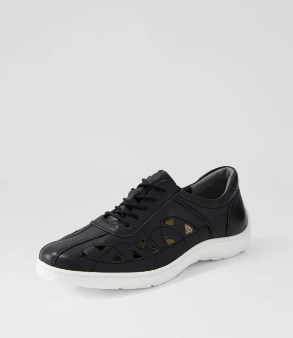 Women ZIERA Watkin Xf Black White Leather Sneakers