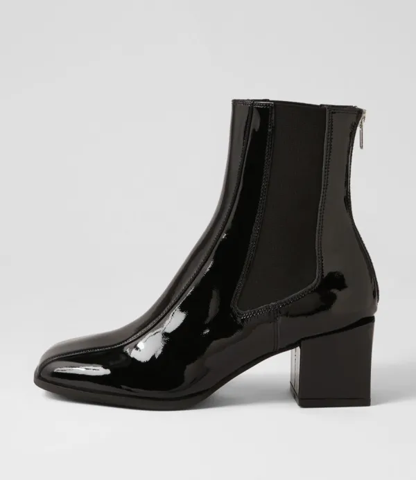 Women DJANGO & JULIETTE Werdy Black Patent Leather Chelsea Boots