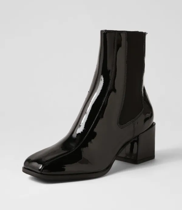 Women DJANGO & JULIETTE Werdy Black Patent Leather Chelsea Boots
