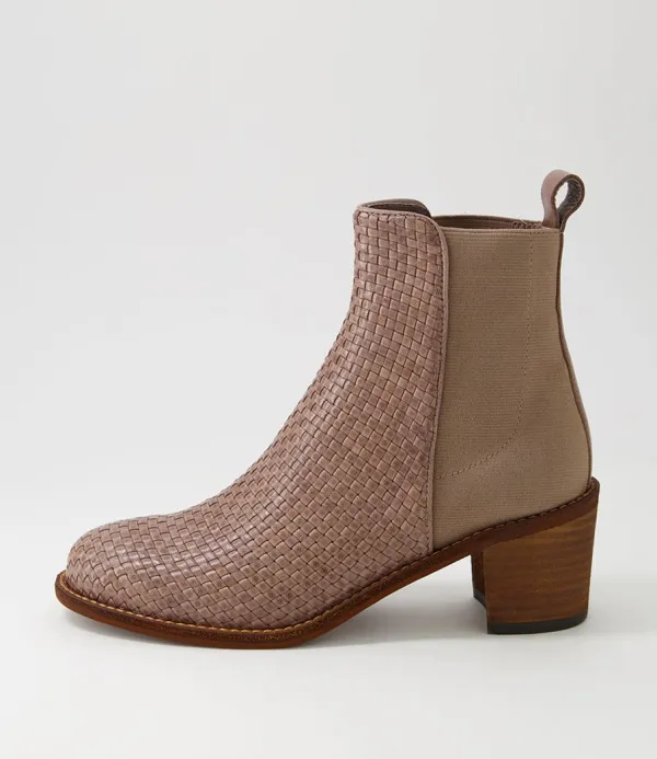 Women DJANGO & JULIETTE Werson Taupe Weave Leather Ankle Boots