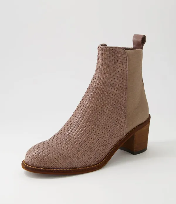 Women DJANGO & JULIETTE Werson Taupe Weave Leather Ankle Boots