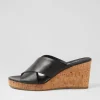 Women TOP END Wevie Black Leather Sandals