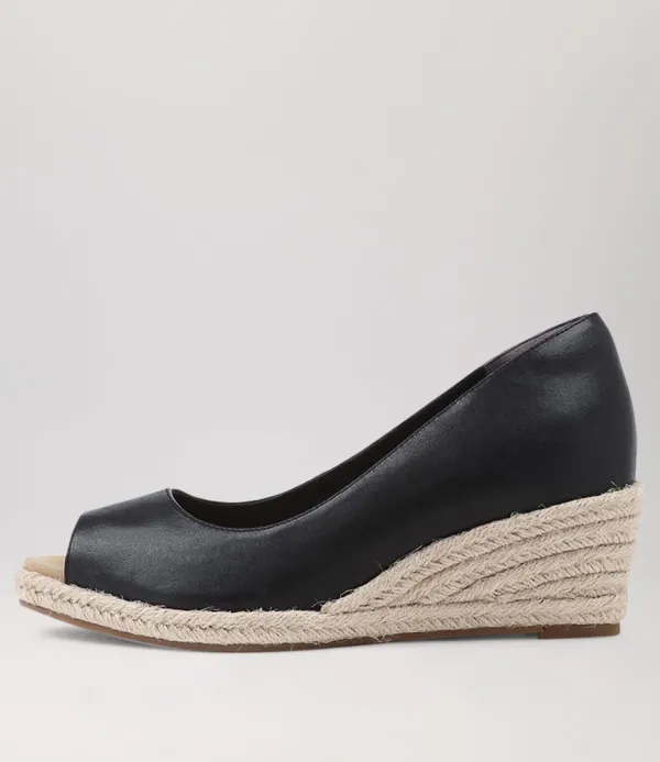 Women ZIERA Whispa W Black Leather Espadrilles