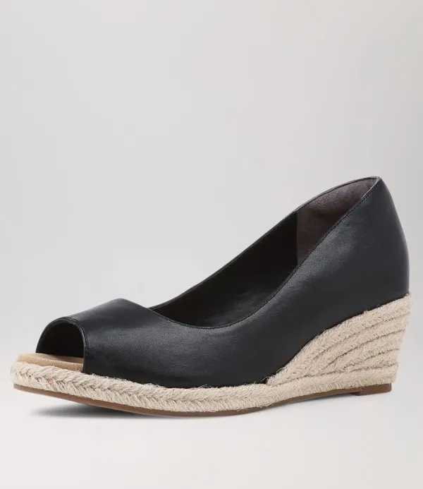 Women ZIERA Whispa W Black Leather Espadrilles