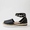 Women TOP END Wiela Black Leather Espadrilles