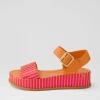Women DJANGO & JULIETTE Wilburt Fuchsia Orange Stripe Leather Sandals