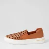 Women DJANGO & JULIETTE Willett Dark Tan White Leather Elastic Sneakers