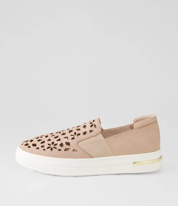 Women DJANGO & JULIETTE Willett Rose White Leather Elastic Sneakers