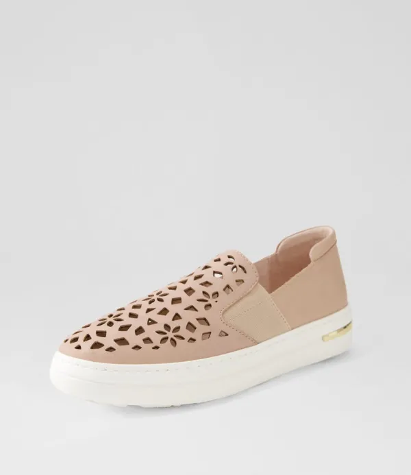 Women DJANGO & JULIETTE Willett Rose White Leather Elastic Sneakers