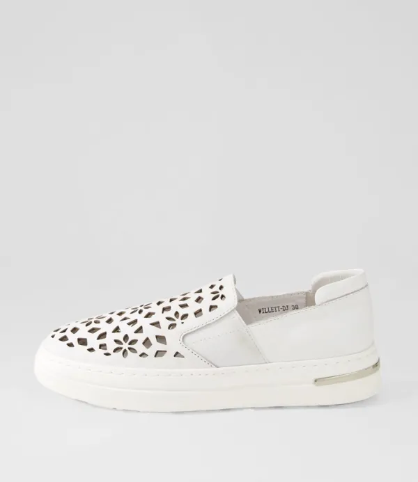 Women DJANGO & JULIETTE Willett White Leather Elastic Sneakers