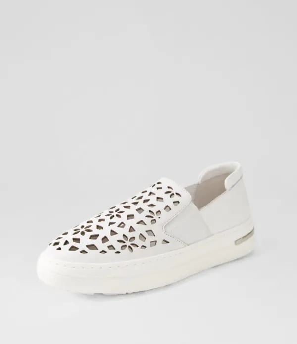 Women DJANGO & JULIETTE Willett White Leather Elastic Sneakers