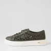 Women DJANGO & JULIETTE Wim Olive White Leather Sneakers
