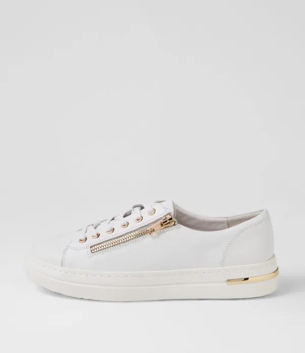 Women DJANGO & JULIETTE Wovi White Leather Sneakers