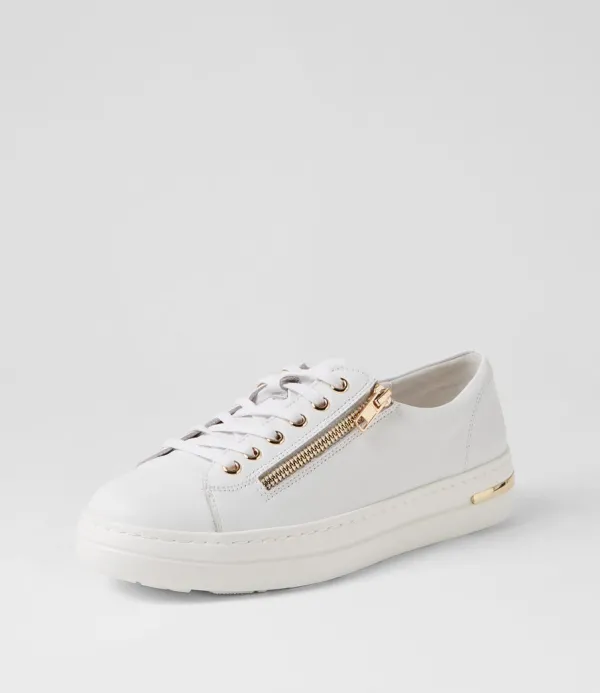 Women DJANGO & JULIETTE Wovi White Leather Sneakers