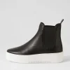 Women DJANGO & JULIETTE Wylder Black White Leather Elastic Chelsea Boots
