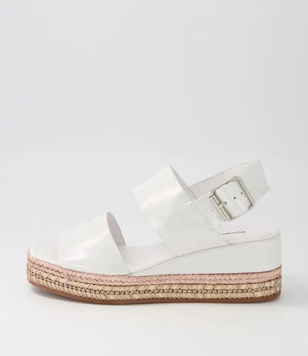 Women DJANGO & JULIETTE Xabbie White Shimmer Leather Espadrilles