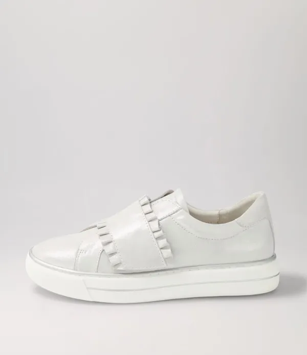 Women DJANGO & JULIETTE Yabell Silver Shimmer Leather Sneakers
